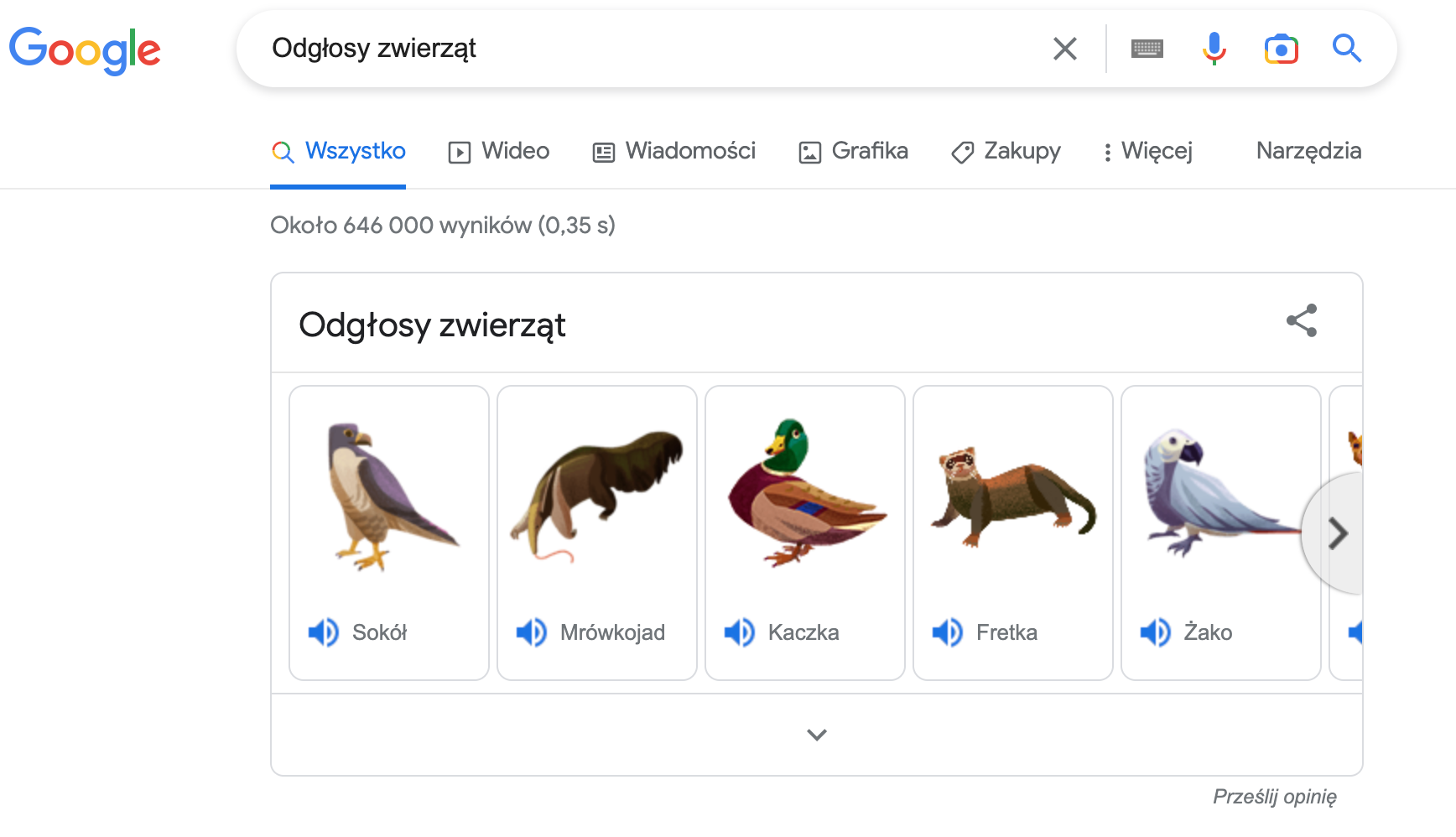 6 Google trick odgłosy zwierząt screen