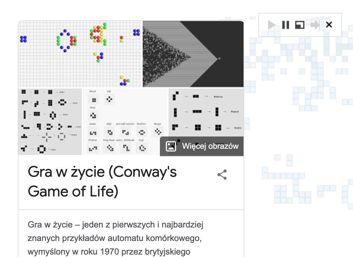 7 Google trick Conway's game of life screen