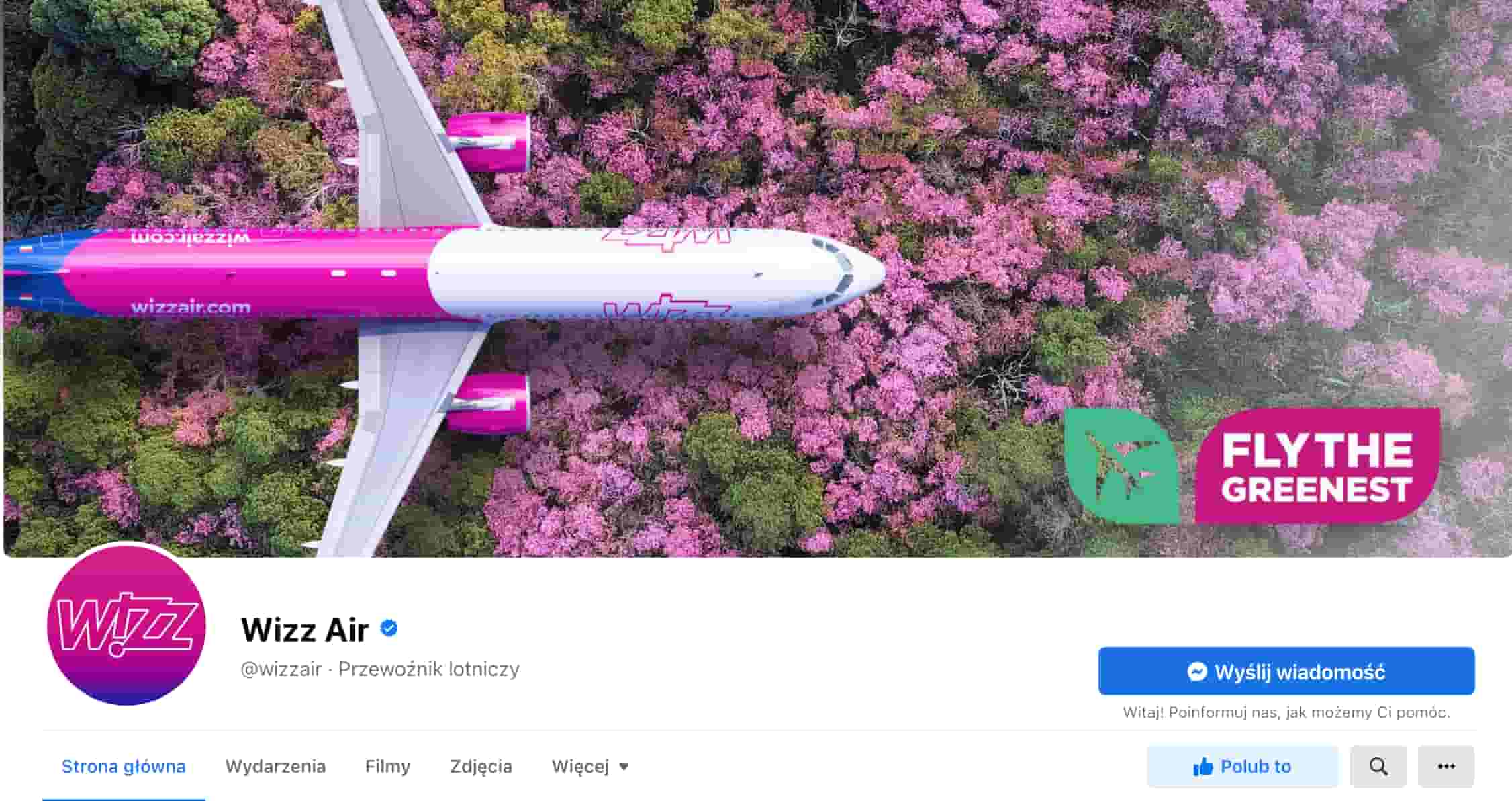 zdjęcie w tle na Facebooka - przykład Wizz Air